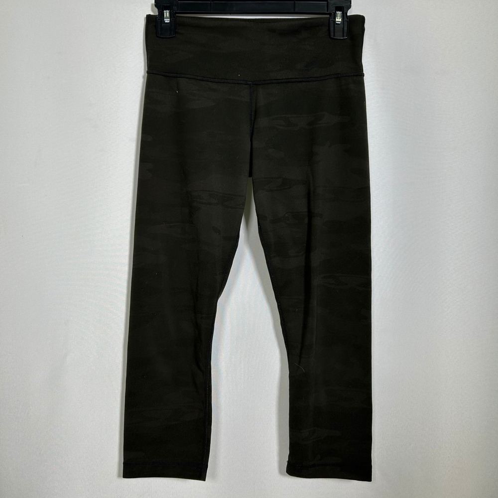 Lululemon Wunder Under Heritage Camo Dark Olive Green Crop Leggings Women's Sz 6